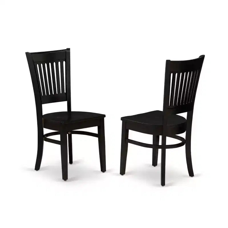 HomeStock 5-Piece Rectangle Black Finish Solid Wood Top Dining table with 4-Chairs with Slat Back