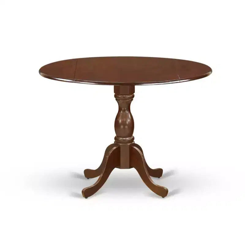 HomeStock 5-Piece Mahogany Finish Solid Wood Top Dining table with 4 Chairs with Drop Leaf Slat Back