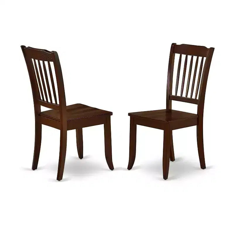 HomeStock 5-Piece Mahogany Finish Solid Wood Top Dining table with 4 Chairs with Drop Leaf Slat Back