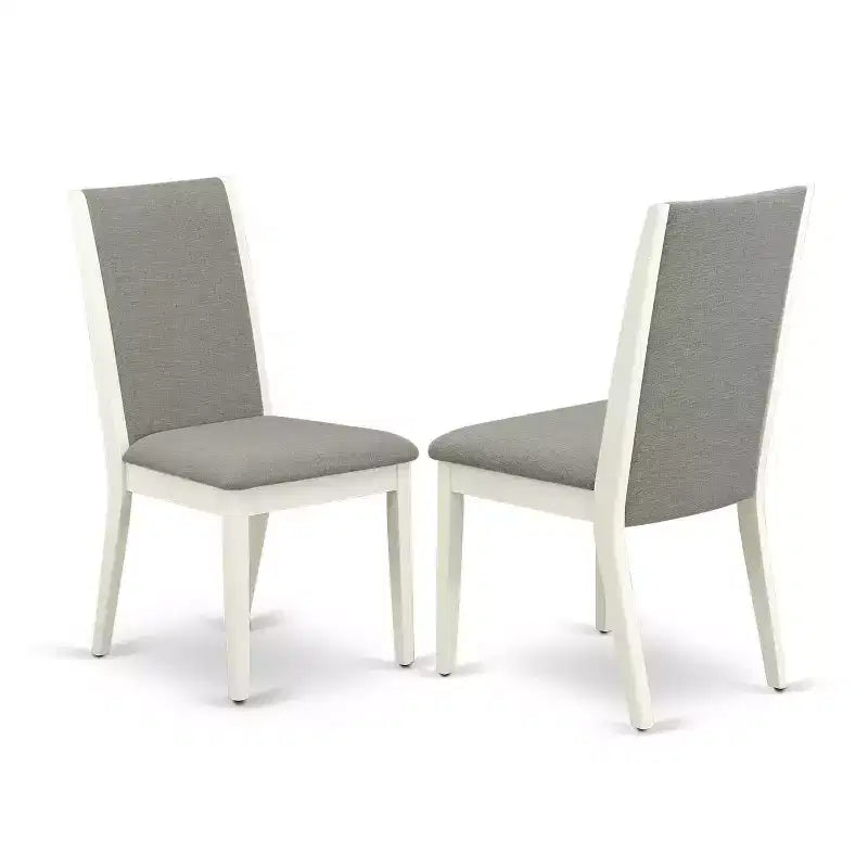 5-Piece Linen White Finish Solid Wood Top - Dining Room Set with Leaf - Seats 4