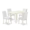 5-Piece Linen White Finish Solid Wood Top - Dining Room Set (Seats-4)