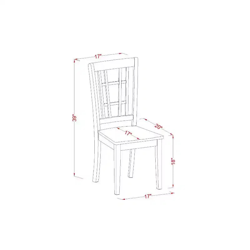 5-Piece Black and Cherry Finish Solid Wood Top - Rectangular Dining Room Set (Seats- 4)