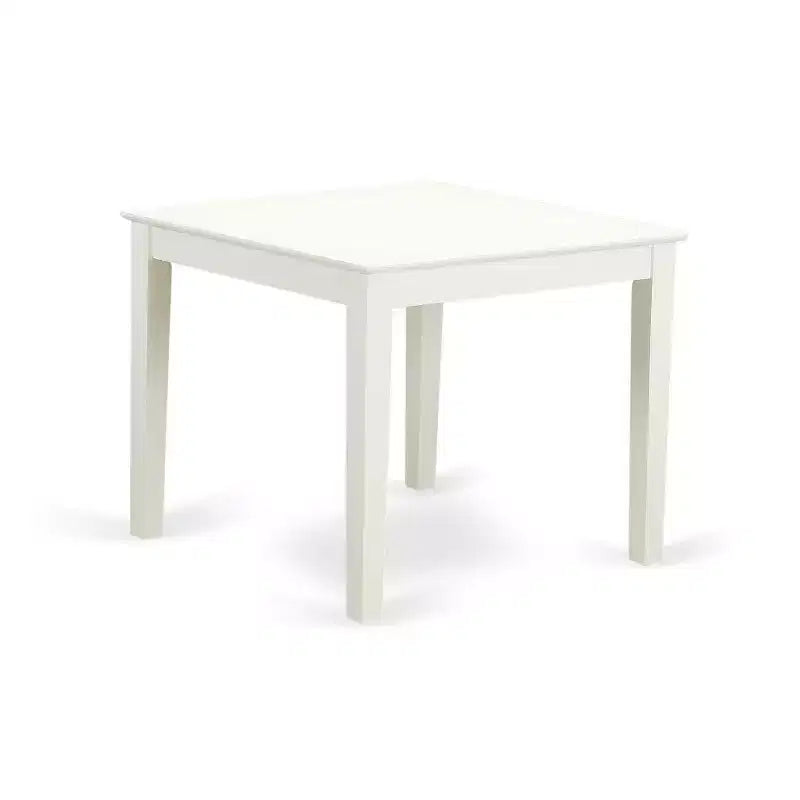 Square Kitchen Table Set with Chairs - 36 Inch Dining Table & 2 Parson Chairs - Linen White Legs, Light Beige Fabric