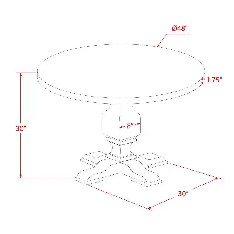 HomeStock 5-Piece Round Distressed Jacobean Finish Solid Wood Top Dining Table with 4 Parson Chair