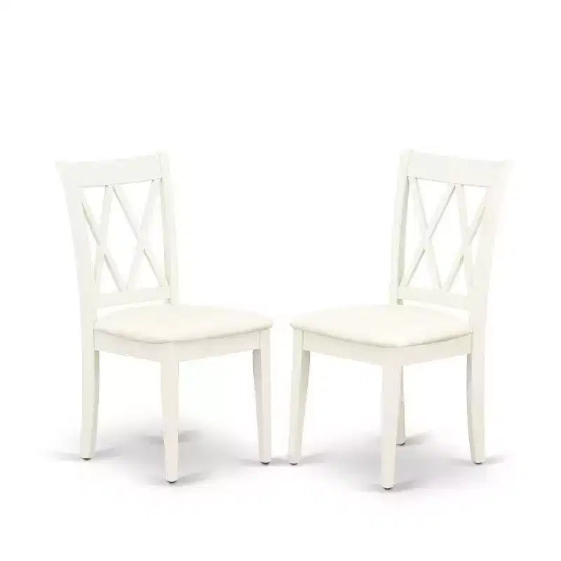 HomeStock 7-Pc Rectangle Buttermilk and Cherry Finish Solid Wood Top Dining Table with 6 Chairs with Butterfly Leaf Cross Back