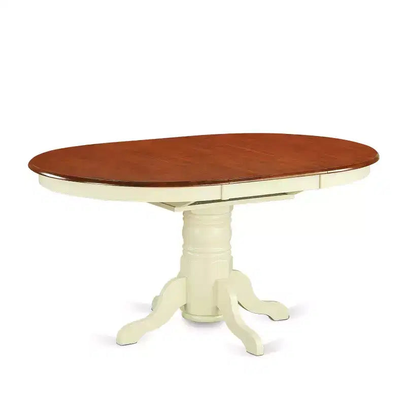 HomeStock 7-Piece Buttermilk and Cherry Finish Solid Wood Top Dining Table with 6 Chairs