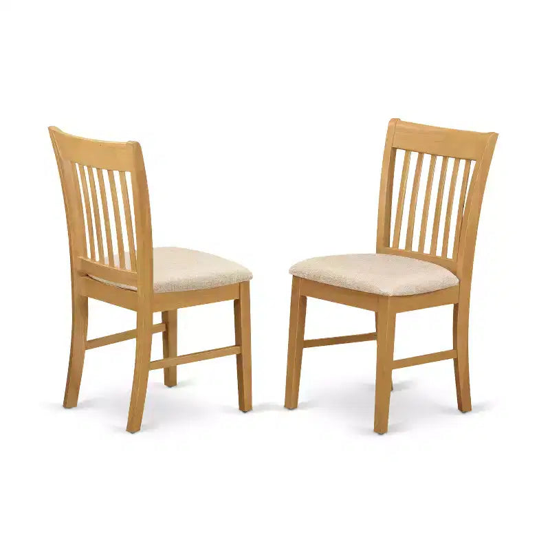 Square Dining Set - 36 Inch Kitchen Table with 2 Linen Chairs - Oak Finish