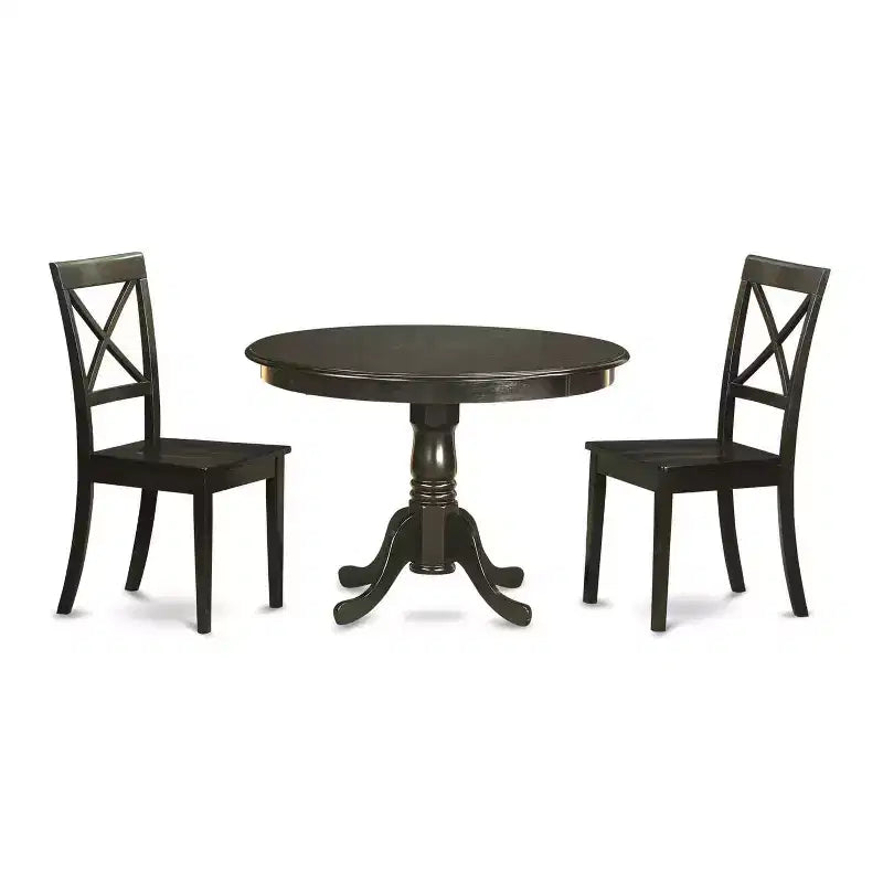 HomeStock 3-Pc Cappuccino Solid Wood Top - Dining Room Set - Seats 4