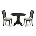 HomeStock 3-Pc Black Finish Solid Wood Top - Round Dining Room Set - Seats 4