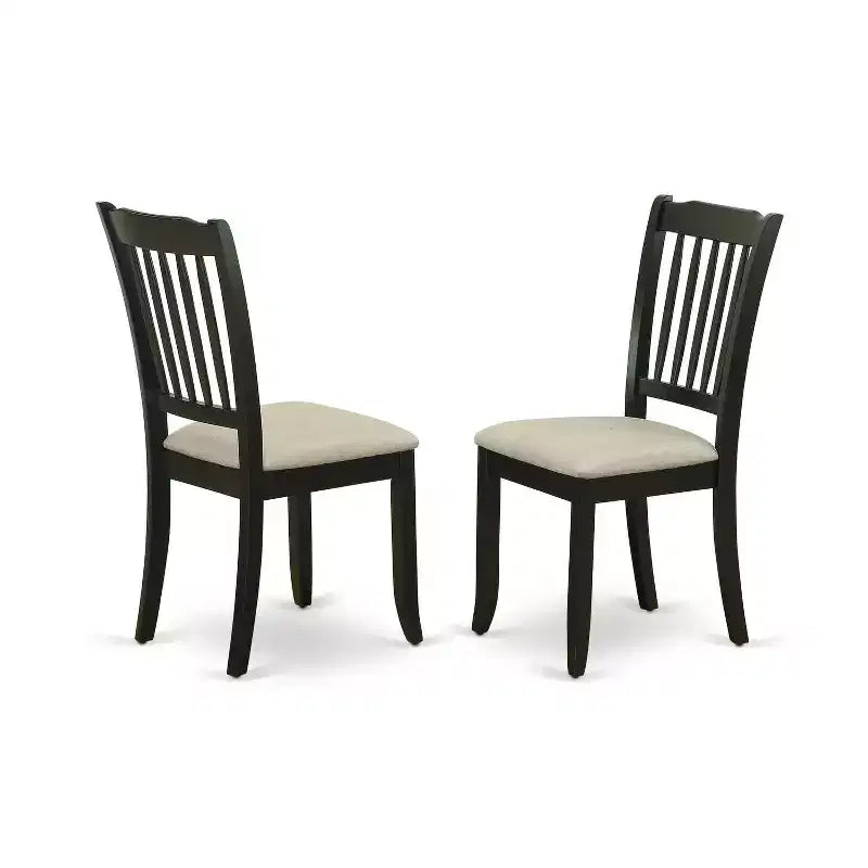 HomeStock 3-Pc Black Finish Solid Wood Top - Round Dining Room Set - Seats 4
