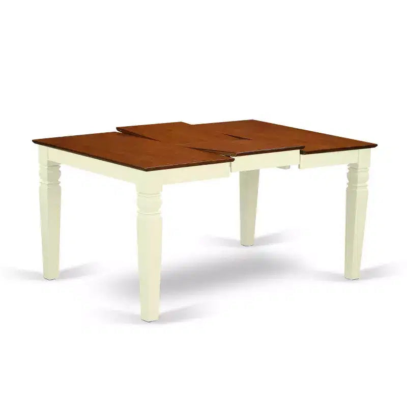 Rectangular Dining Table Set - 7Pc Table & Chairs - 42/60 Inch Table with Leaf - Double X Back Design
