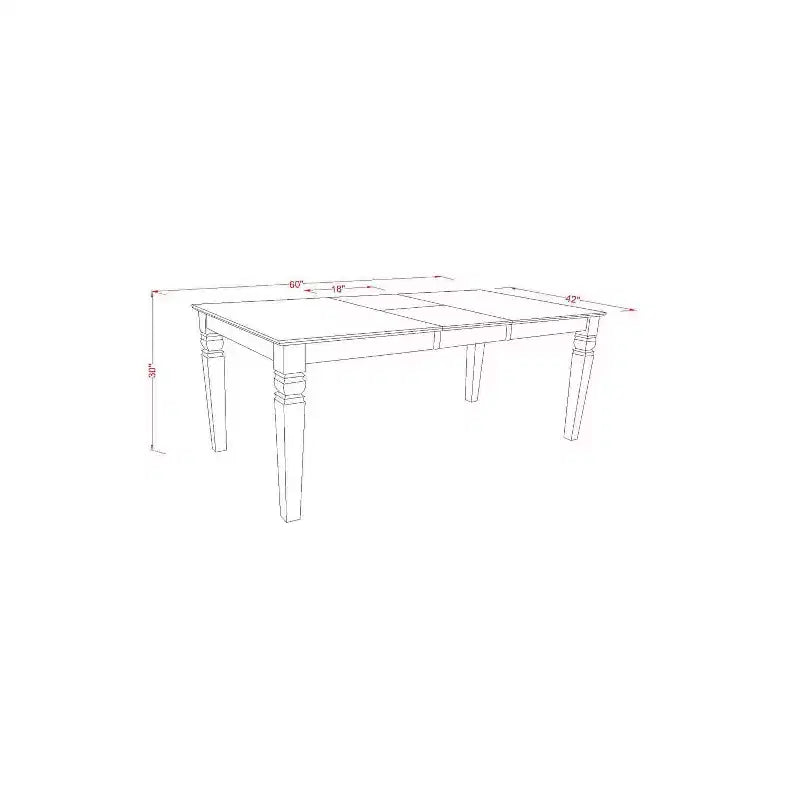 Rectangular Dining Table Set - 7Pc Table & Chairs - 42/60 Inch Table with Leaf - Double X Back Design