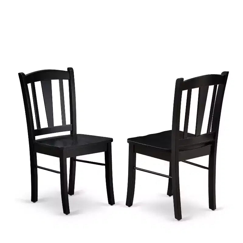 Modern 3Pc Dinette Set - Round Dining Table with 2 Wooden Chairs - Black Finish Kitchen Table Set