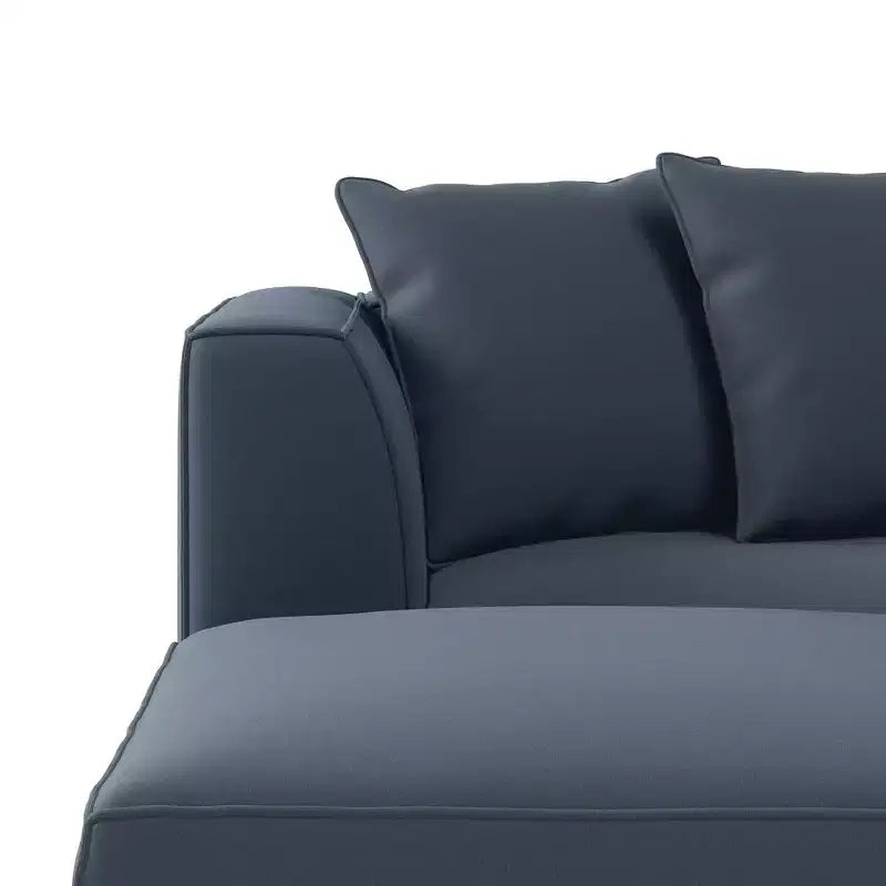 HL Home Furnishings Right-hand Facing Velour Sectional with Ottoman
