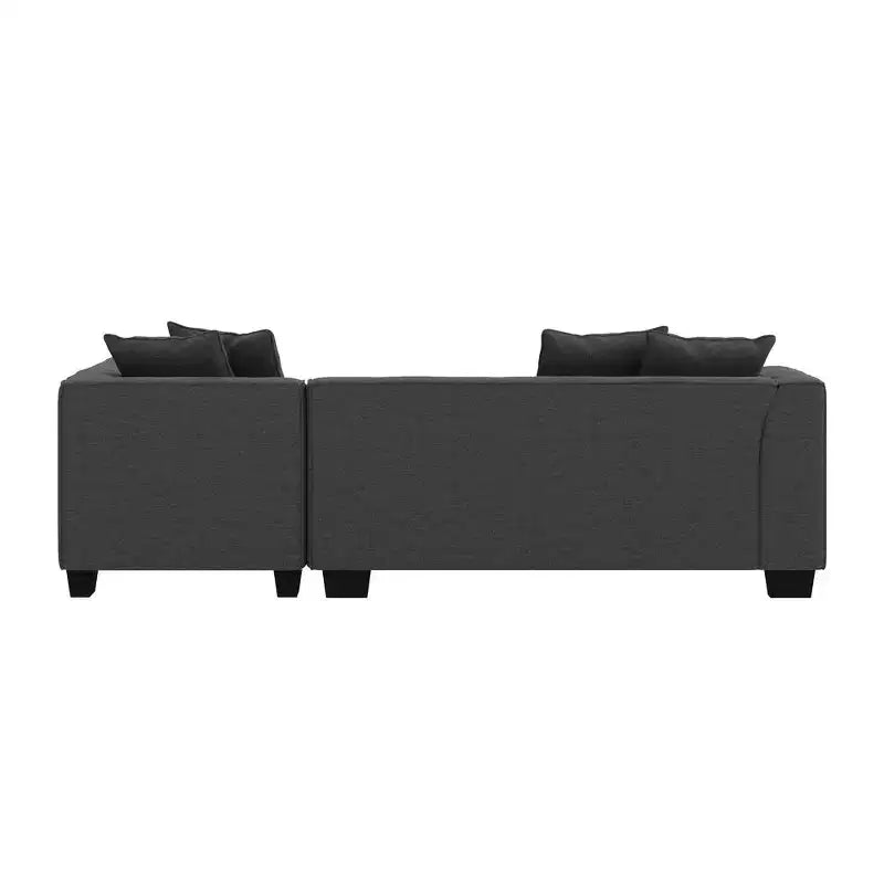 HL Home Furnishings Right-hand Facing Velour Sectional with Ottoman