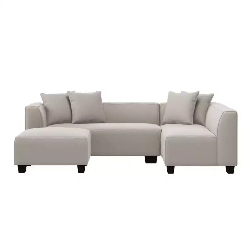 HL Home Furnishings Right-hand Facing Velour Sectional with Ottoman