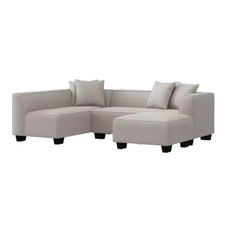 HL Home Furnishings Right-hand Facing Velour Sectional with Ottoman