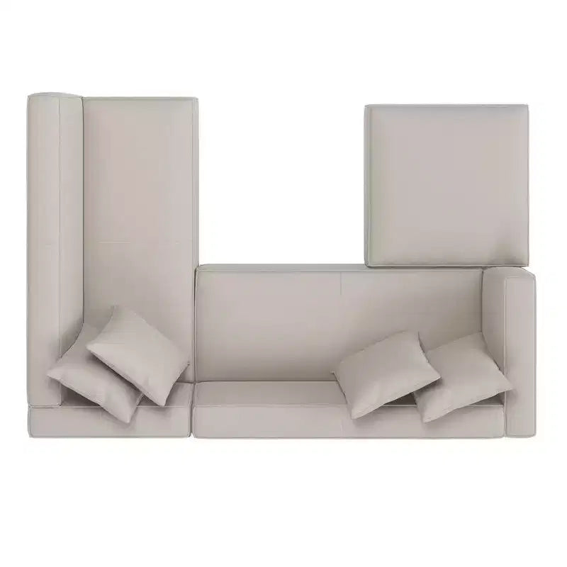 HL Home Furnishings Right-hand Facing Velour Sectional with Ottoman