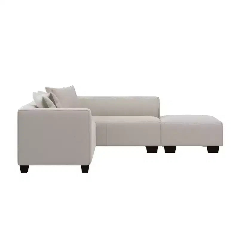 HL Home Furnishings Right-hand Facing Velour Sectional with Ottoman