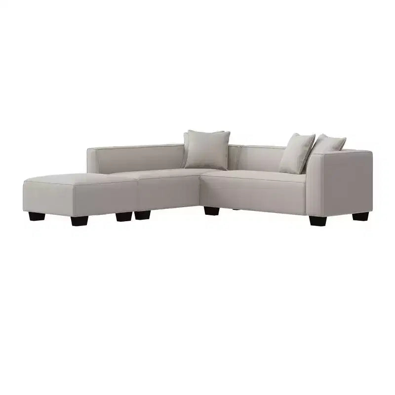 HL Home Furnishings Right-hand Facing Velour Sectional with Ottoman