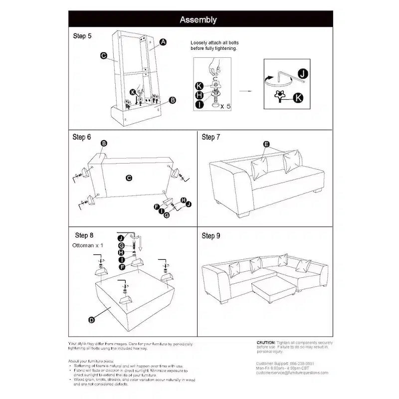 HL Home Furnishings Right-hand Facing Velour Sectional with Ottoman