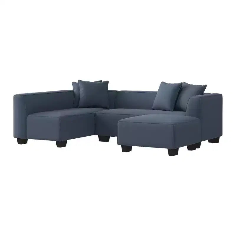 HL Home Furnishings Right-hand Facing Velour Sectional with Ottoman