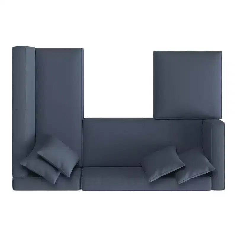 HL Home Furnishings Right-hand Facing Velour Sectional with Ottoman