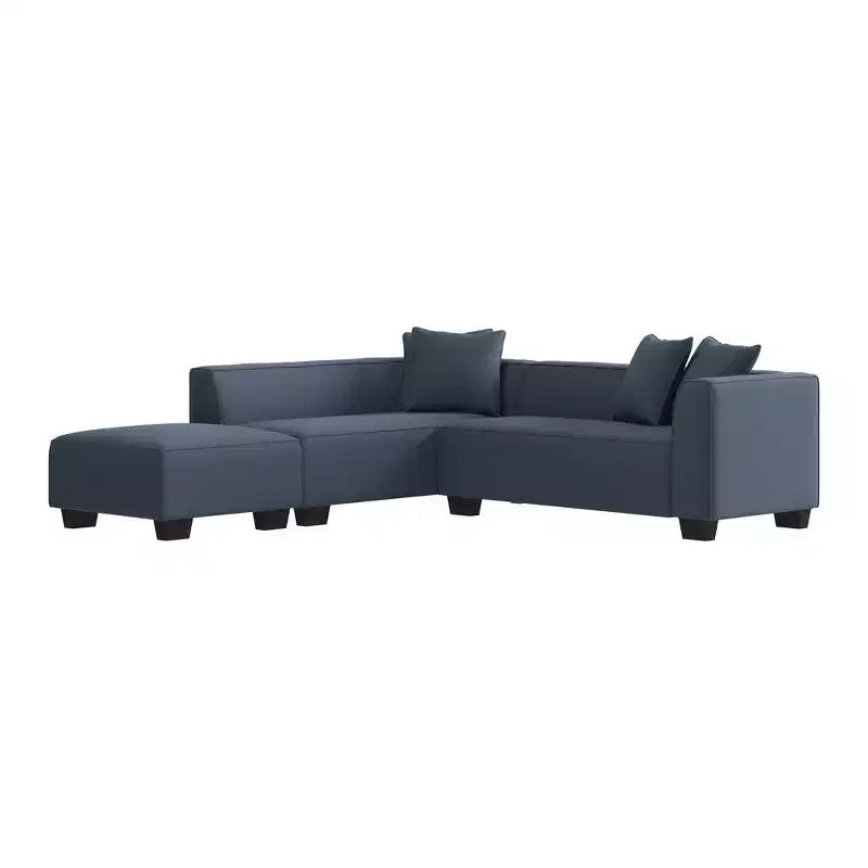 HL Home Furnishings Right-hand Facing Velour Sectional with Ottoman