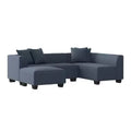 HL Home Furnishings Right-hand Facing Velour Sectional with Ottoman