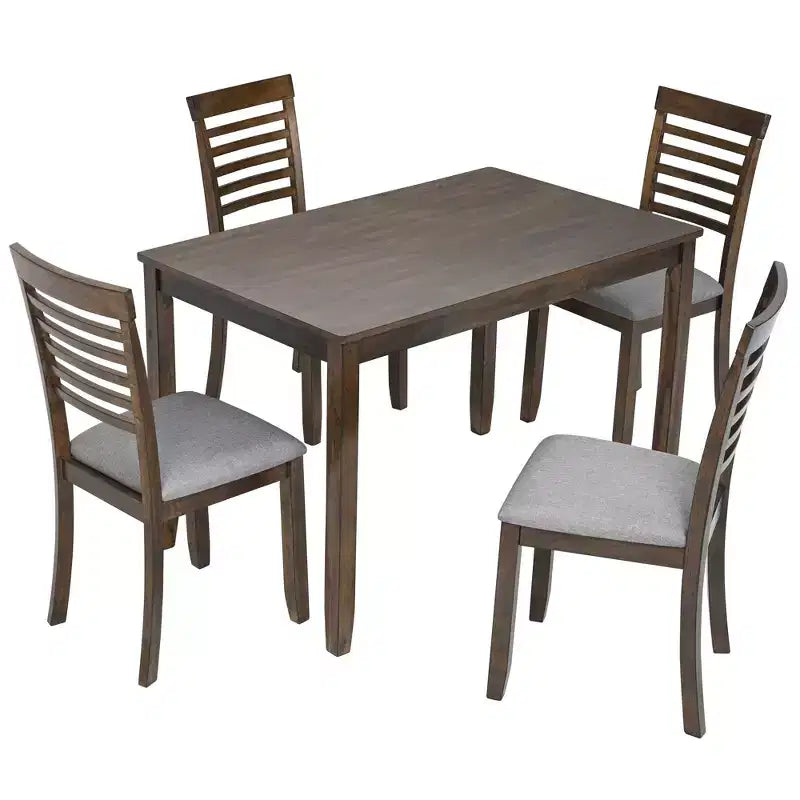 CLIHOME 5 Pieces Modern Dining Set, Rectangular Wooden Dining Table with 4 Upholstered Chairs for Kitchen, Dining Room