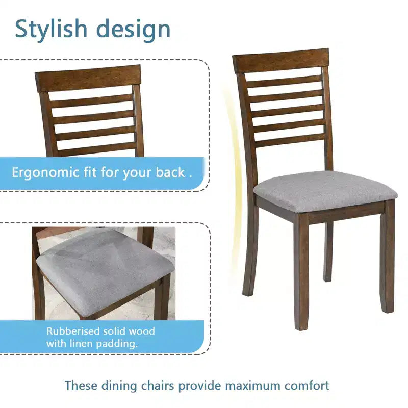 CLIHOME 5 Pieces Modern Dining Set, Rectangular Wooden Dining Table with 4 Upholstered Chairs for Kitchen, Dining Room