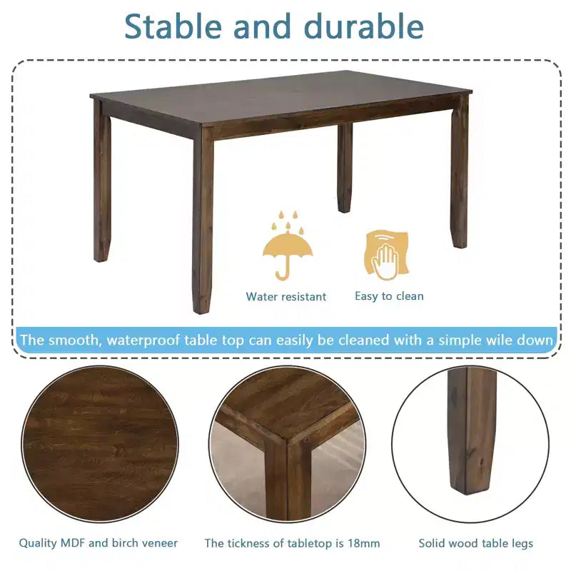 CLIHOME 5 Pieces Modern Dining Set, Rectangular Wooden Dining Table with 4 Upholstered Chairs for Kitchen, Dining Room