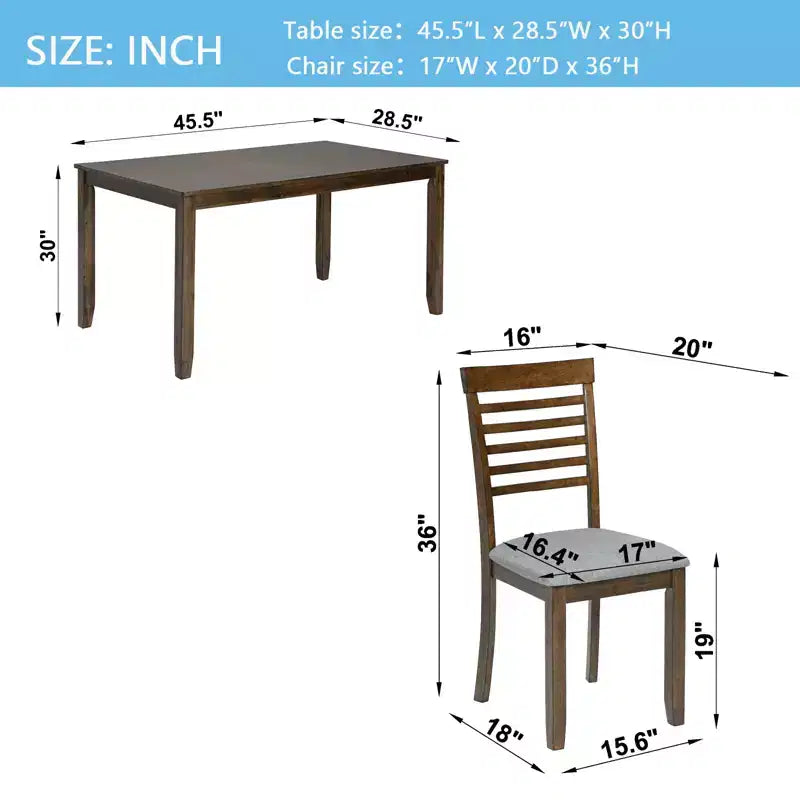 CLIHOME 5 Pieces Modern Dining Set, Rectangular Wooden Dining Table with 4 Upholstered Chairs for Kitchen, Dining Room