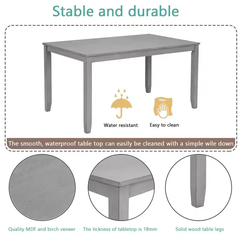 CLIHOME 5 Pieces Modern Dining Set, Rectangular Wooden Dining Table with 4 Upholstered Chairs for Kitchen, Dining Room