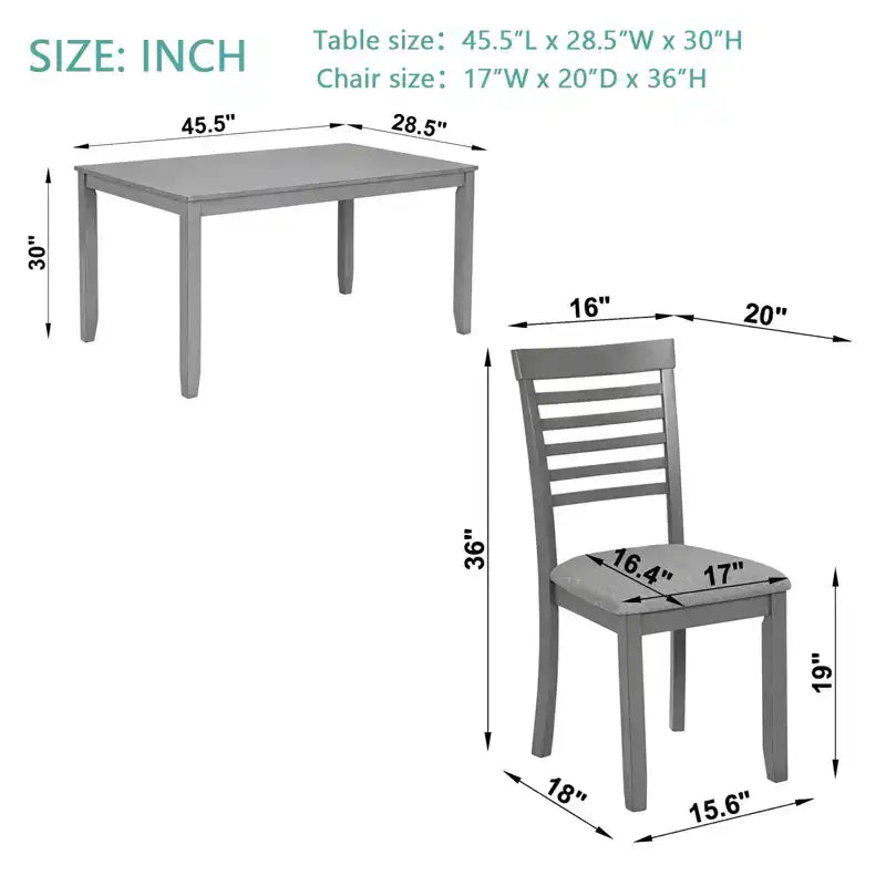 CLIHOME 5 Pieces Modern Dining Set, Rectangular Wooden Dining Table with 4 Upholstered Chairs for Kitchen, Dining Room
