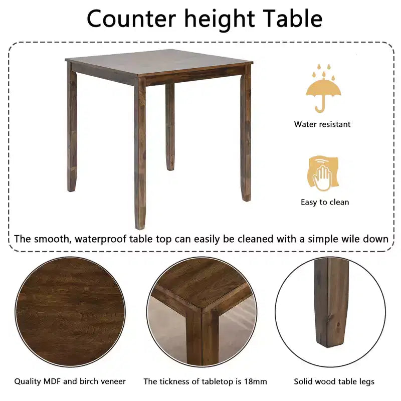CLIHOME 5 Pieces Dining Table Set, Set for 4 Wooden Kitchen Dining Square Table Set with Square Table and 4 Upholstered Chairs