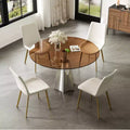 GDFStudio Lenhart Mid-Century 5 Piece Round Dining Set with 35 Glass Table and 4 Ergonomic Chairs