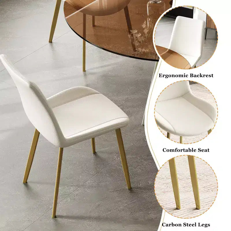 GDFStudio Lenhart Mid-Century 5 Piece Round Dining Set with 35 Glass Table and 4 Ergonomic Chairs