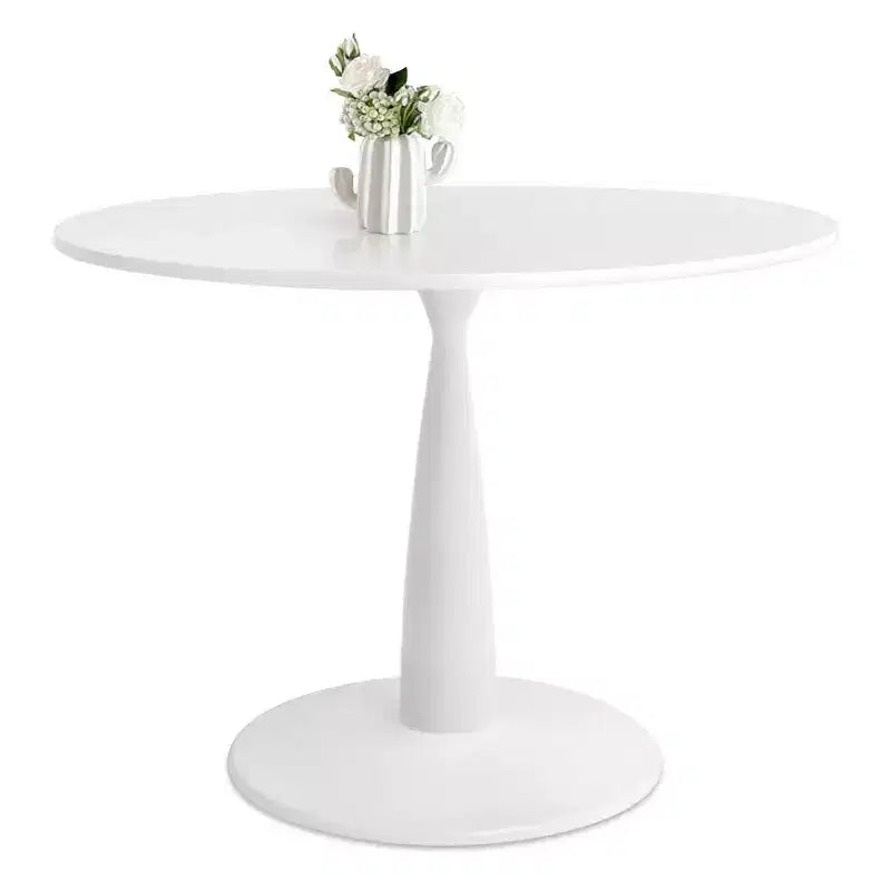 Small Round 5 Piece Dining Table Set for 4, 35 Round Pedestal Table with 4 Boucle Dining Chairs Double Layer Rattan Back. Dining Room-Panipeachy