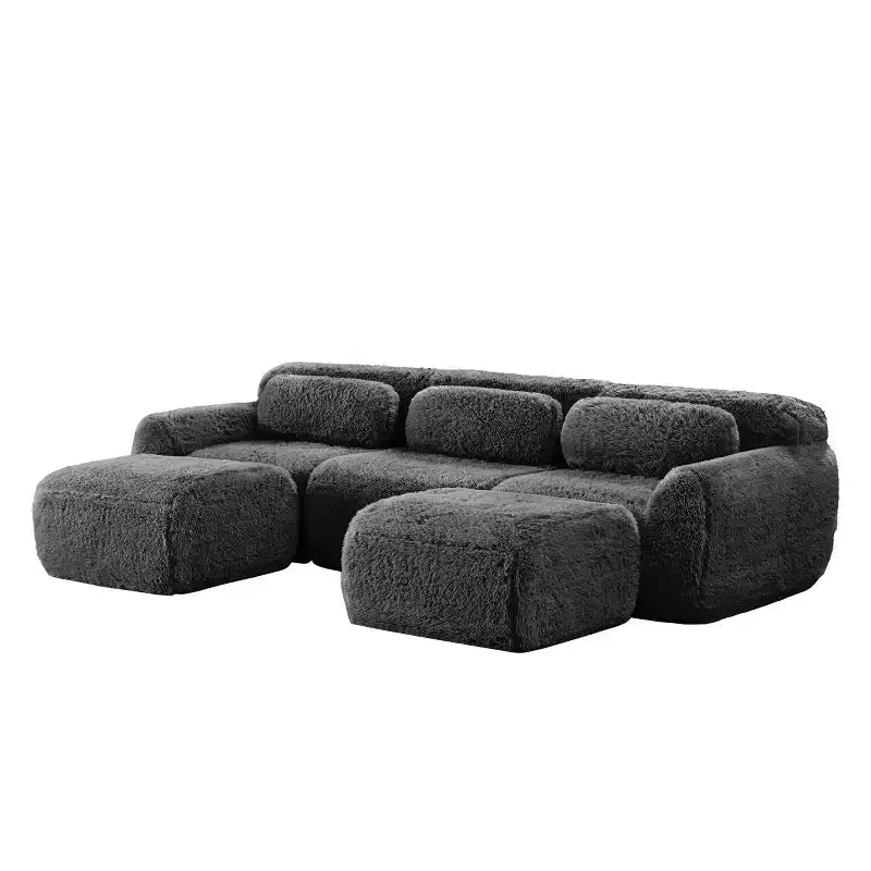 Modular Sectional Sofa with 2 Ottomans, Deep Seat Sectional Sleeper Sofa, Modern Small Sectional for Living Room & Bedroom-Panipeachy