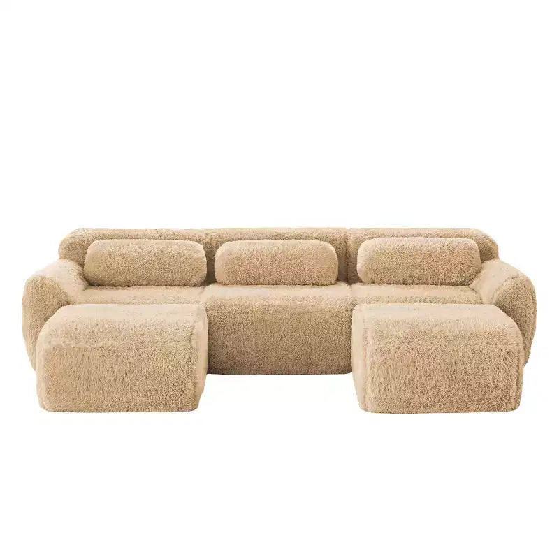 Modular Sectional Sofa with 2 Ottomans, Deep Seat Sectional Sleeper Sofa, Modern Small Sectional for Living Room & Bedroom-Panipeachy