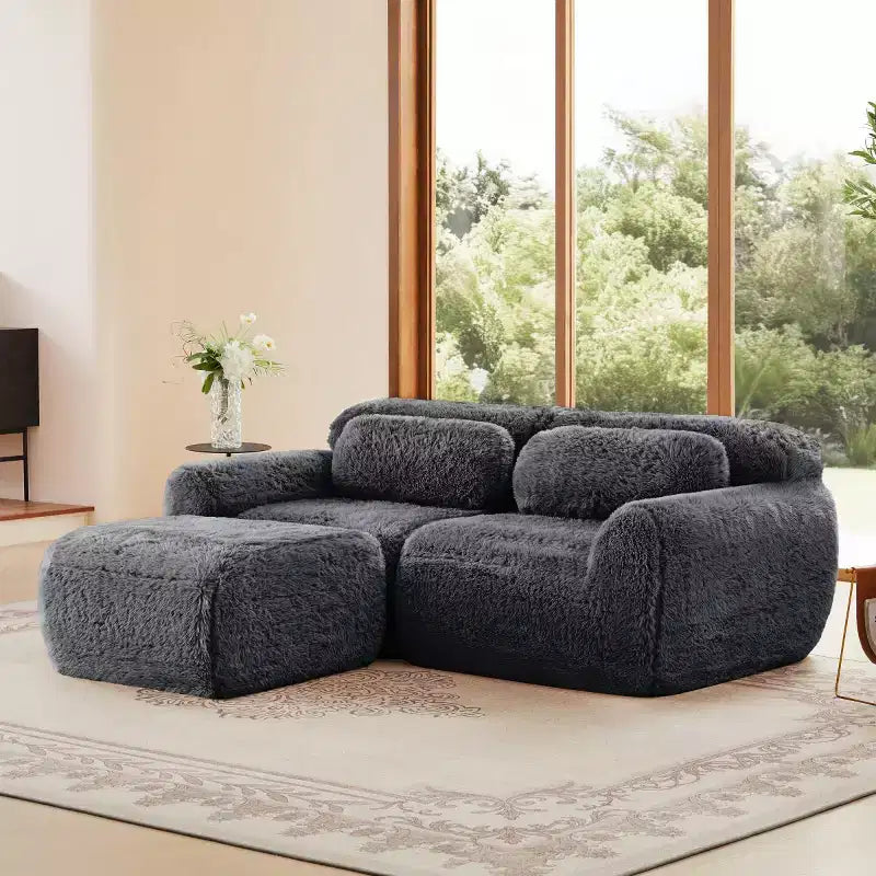L-Shaped Modular Sectional Sofa with Ottoman, High-Density Foam, Modern Small Sectional Sofa for Living Room & Bedroom-Panipeachy