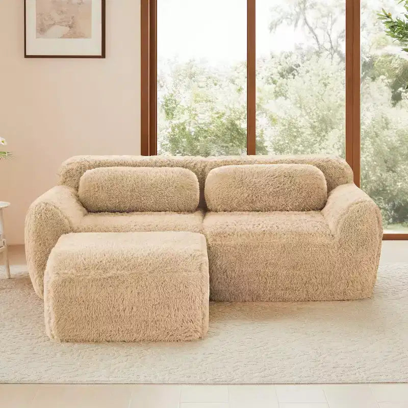 L-Shaped Modular Sectional Sofa with Ottoman, High-Density Foam, Modern Small Sectional Sofa for Living Room & Bedroom-Panipeachy