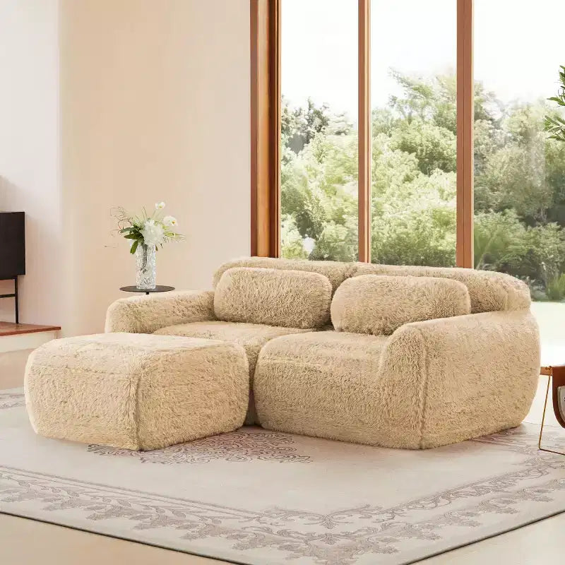 L-Shaped Modular Sectional Sofa with Ottoman, High-Density Foam, Modern Small Sectional Sofa for Living Room & Bedroom-Panipeachy