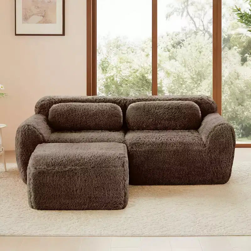 L-Shaped Modular Sectional Sofa with Ottoman, High-Density Foam, Modern Small Sectional Sofa for Living Room & Bedroom-Panipeachy