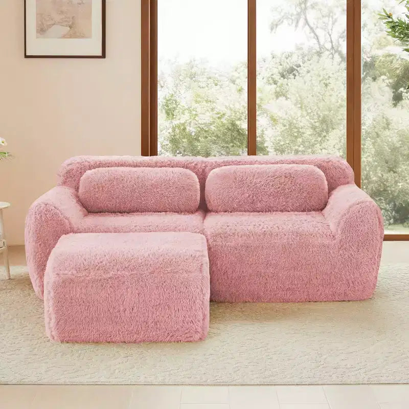 L-Shaped Modular Sectional Sofa with Ottoman, High-Density Foam, Modern Small Sectional Sofa for Living Room & Bedroom-Panipeachy