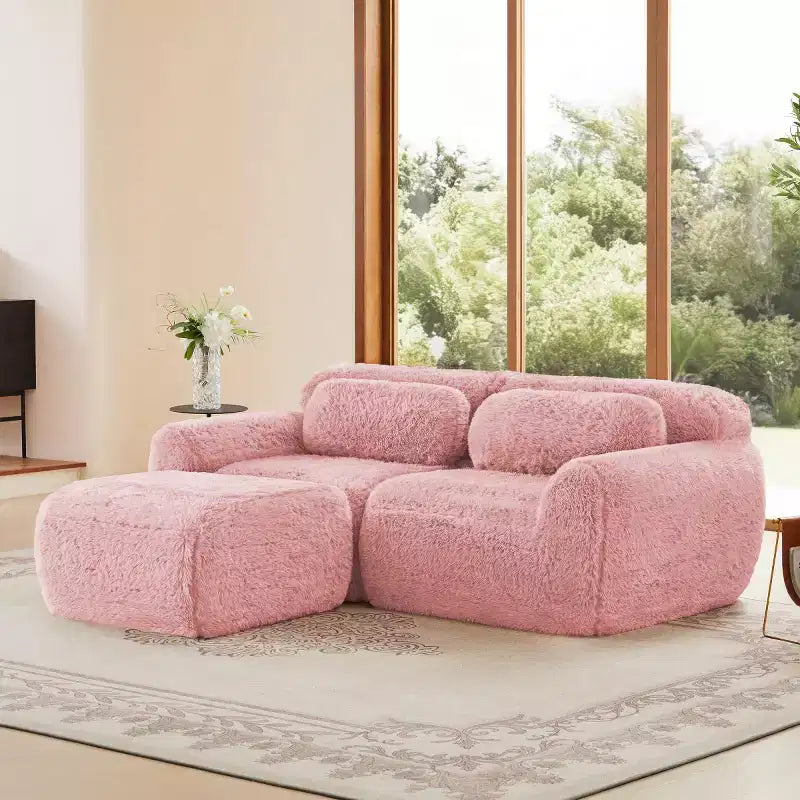 L-Shaped Modular Sectional Sofa with Ottoman, High-Density Foam, Modern Small Sectional Sofa for Living Room & Bedroom-Panipeachy
