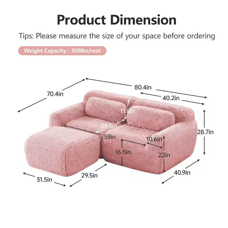 L-Shaped Modular Sectional Sofa with Ottoman, High-Density Foam, Modern Small Sectional Sofa for Living Room & Bedroom-Panipeachy