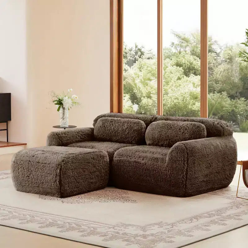 L-Shaped Modular Sectional Sofa with Ottoman, High-Density Foam, Modern Small Sectional Sofa for Living Room & Bedroom-Panipeachy