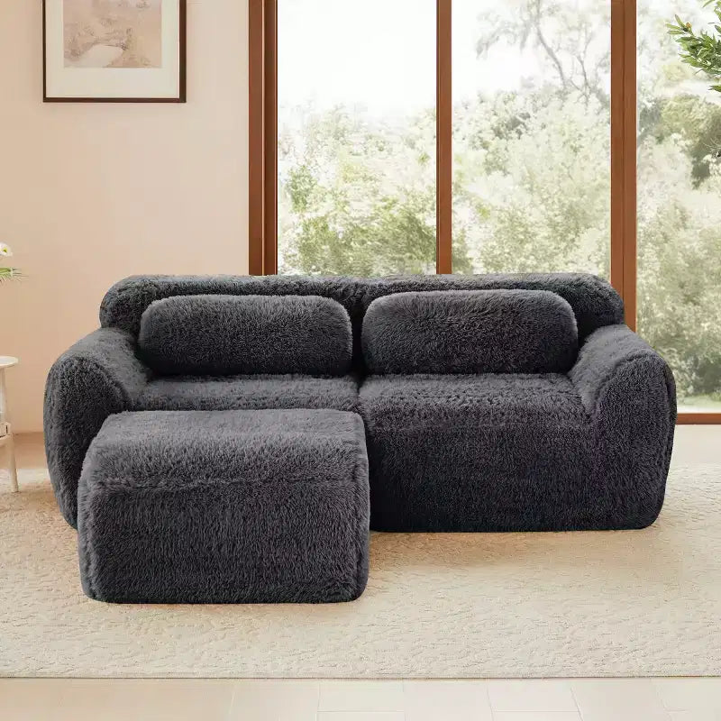 L-Shaped Modular Sectional Sofa with Ottoman, High-Density Foam, Modern Small Sectional Sofa for Living Room & Bedroom-Panipeachy